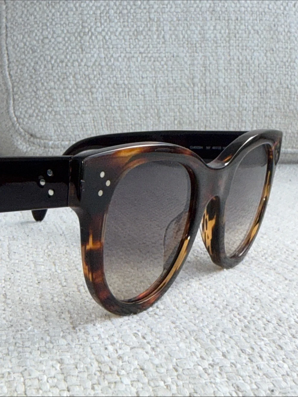 Celine Tortoiseshell Round Sunglasses with Dark Lenses